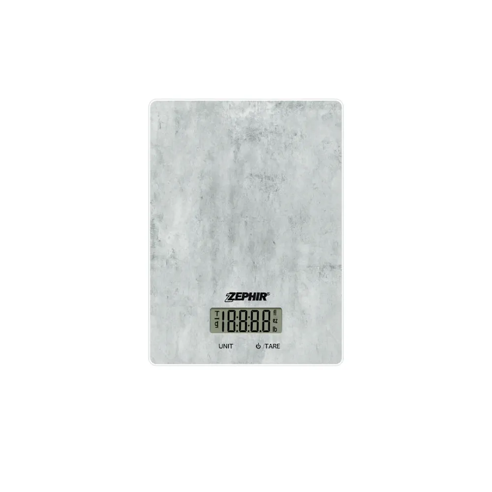 Bilancia Cucina Digitale Zephir ZHS439 5Kg Vetro Effetto Pietra LCD