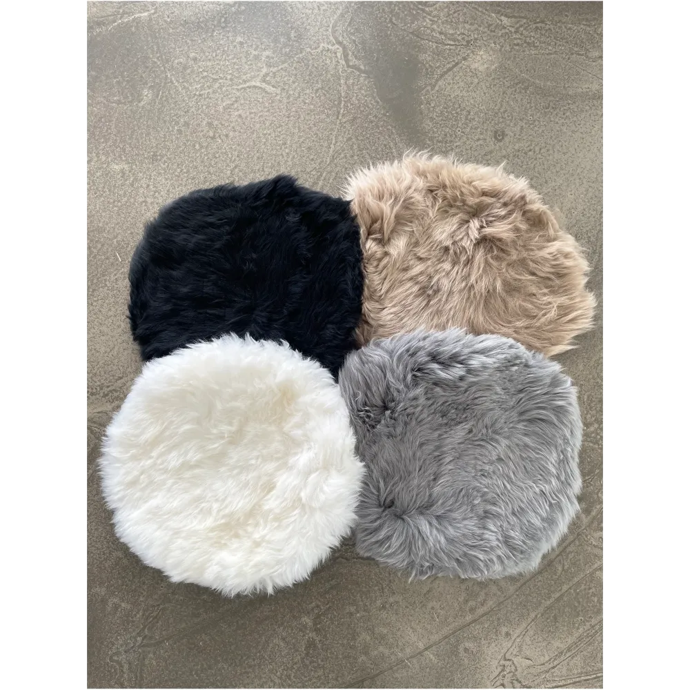 Cuscino vera pelle di agnello - Nero Ø 40 cm