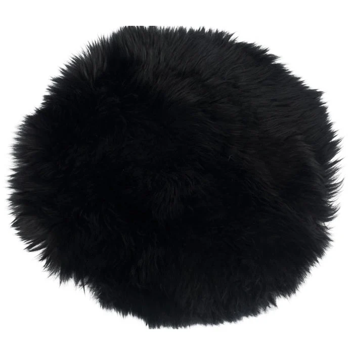 Tappeto pelle di pecora rotondo nero Ø35 cm - Imitazione