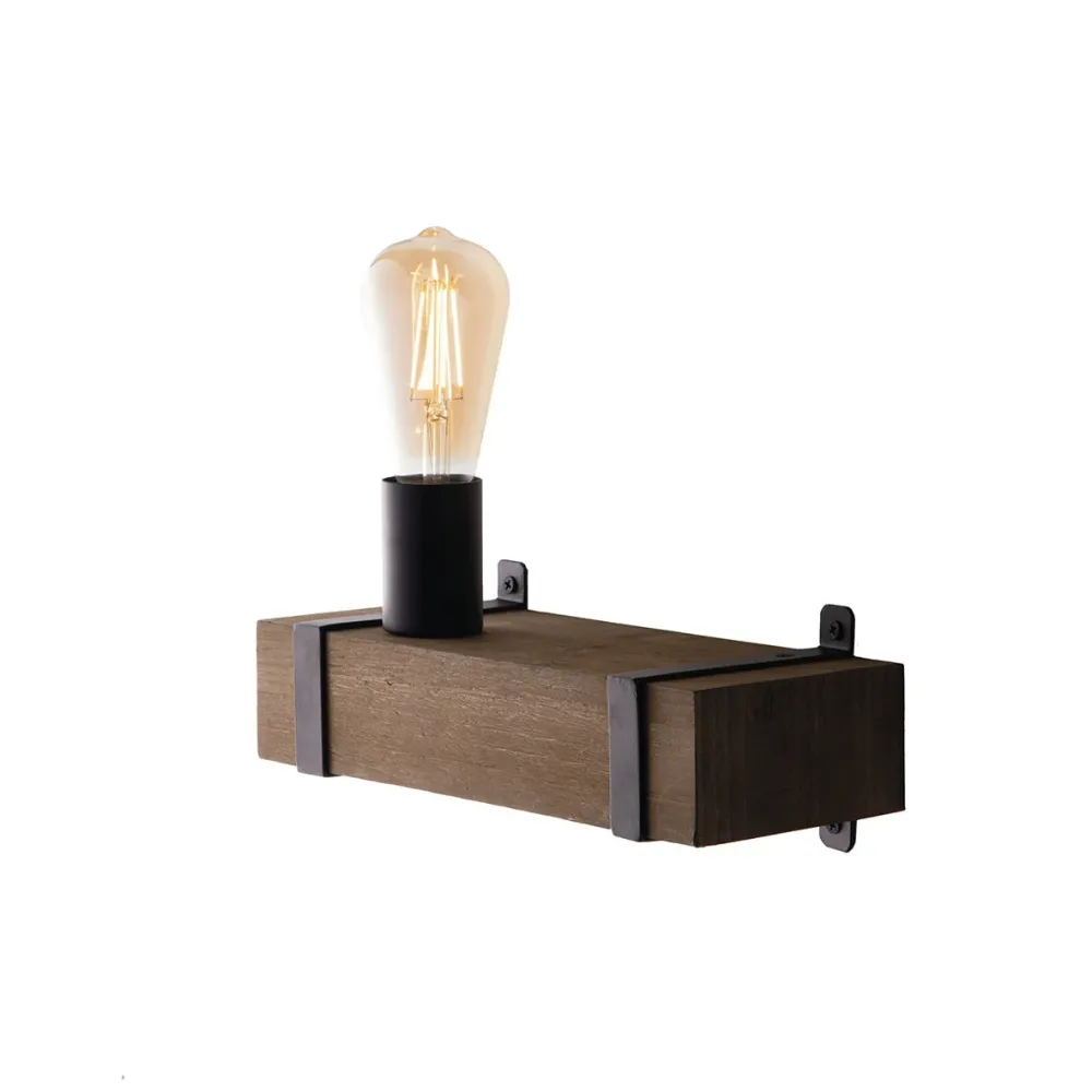 Lampada Applique TEXAS legno e metallo moro 1XE27 30X11X12 5CM I-TEXAS-AP1