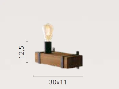 Lampada Applique TEXAS legno e metallo moro 1XE27 30X11X12 5CM I-TEXAS-AP1