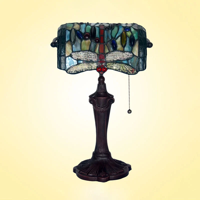 TiffanyDragonfly - Lampada da banco vetro colorato vittoriano blu