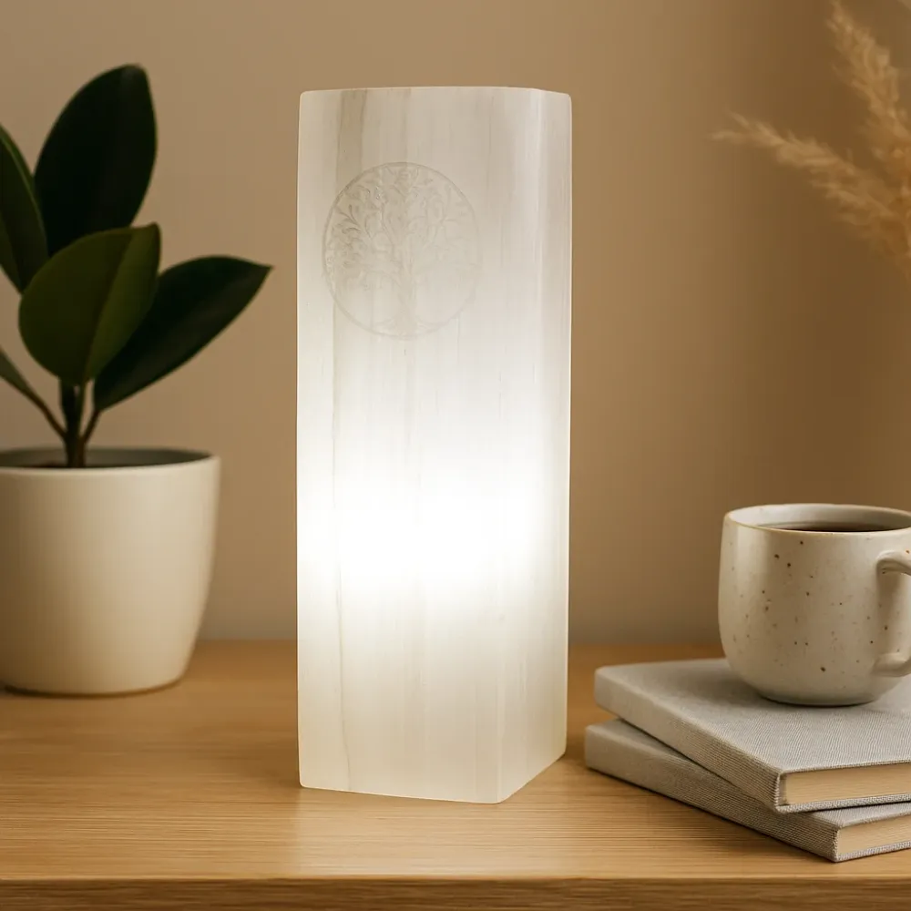 Lampada blocco di selenite Albero della vita 25cm