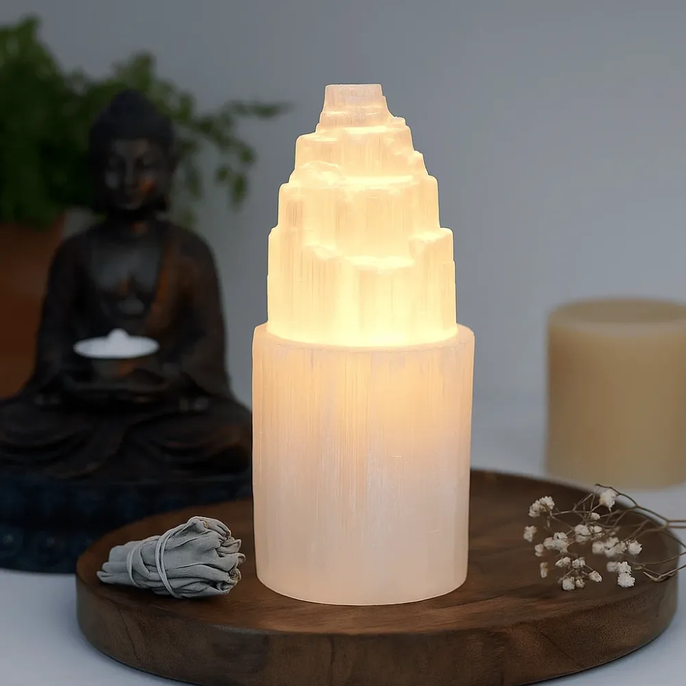 Lampada torre di selenite 20 cm