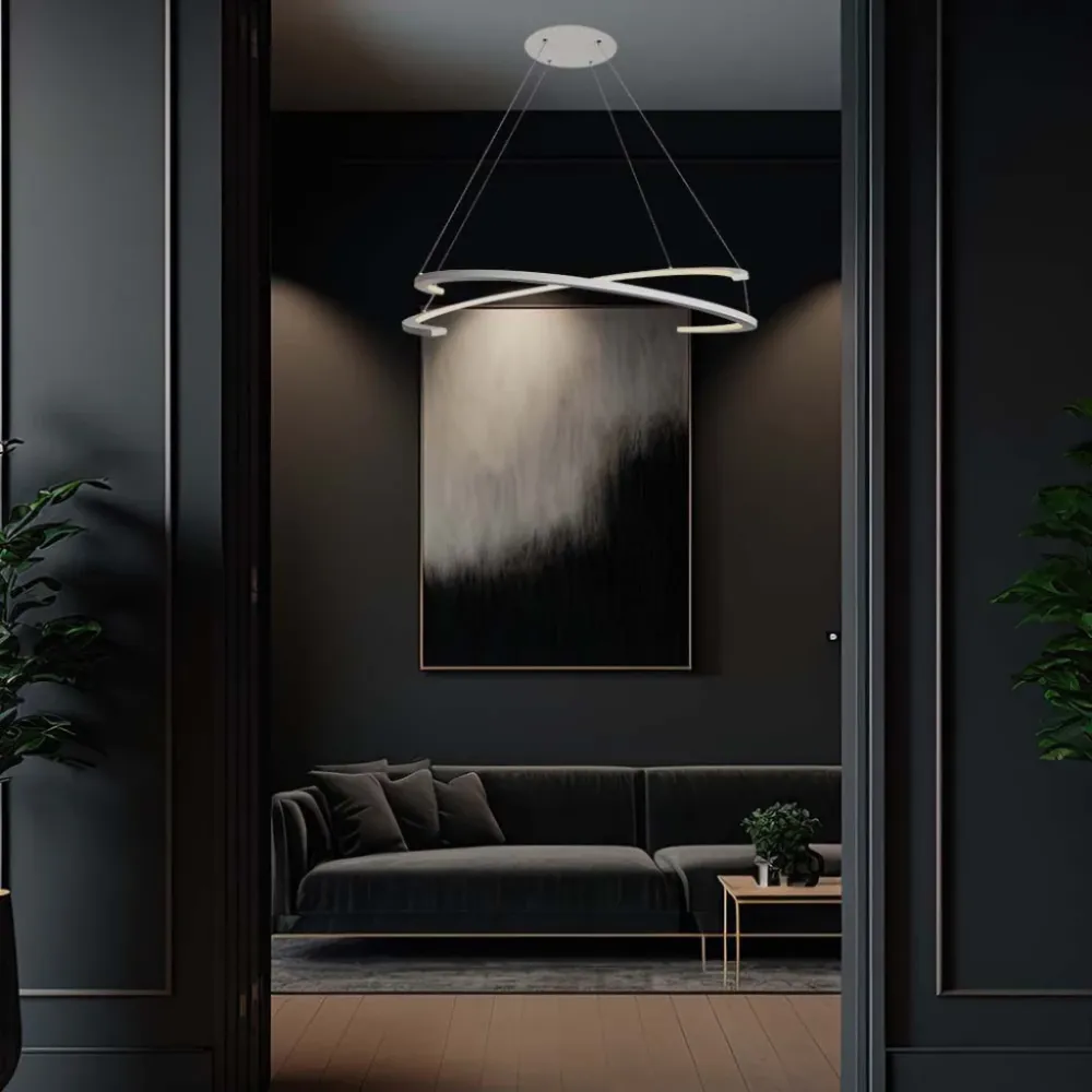 Lampadario LED V-TAC Sospensione con 2 Mezzaluna 48W Colore Bianco 80*120cm 4000K Triac Dimmerabile 3000K SKU 14987
