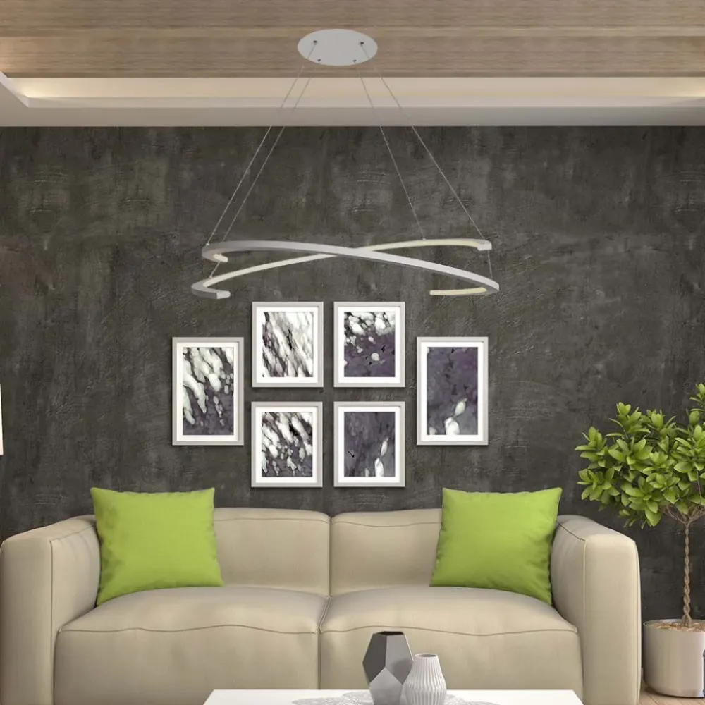 Lampadario LED V-TAC Sospensione con 2 Mezzaluna 48W Colore Bianco 80*120cm 4000K Triac Dimmerabile 3000K SKU 14987