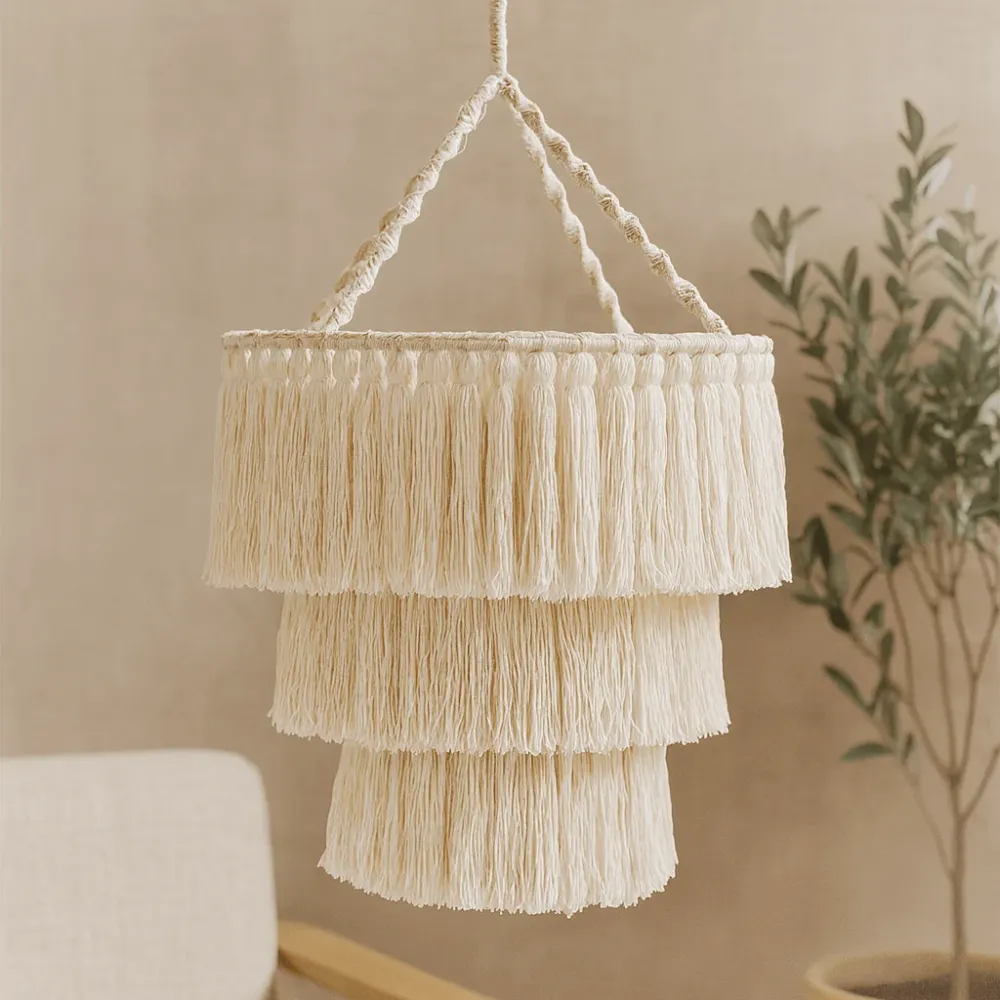 Lampadario macramè, naturale