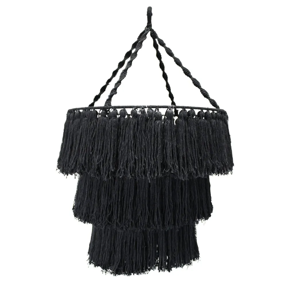 Lampadario macramè – Nero