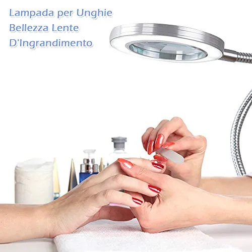 Lampada Estetista con Lente d'Ingrandimento 8 Diottrie,Lampada LED USB...