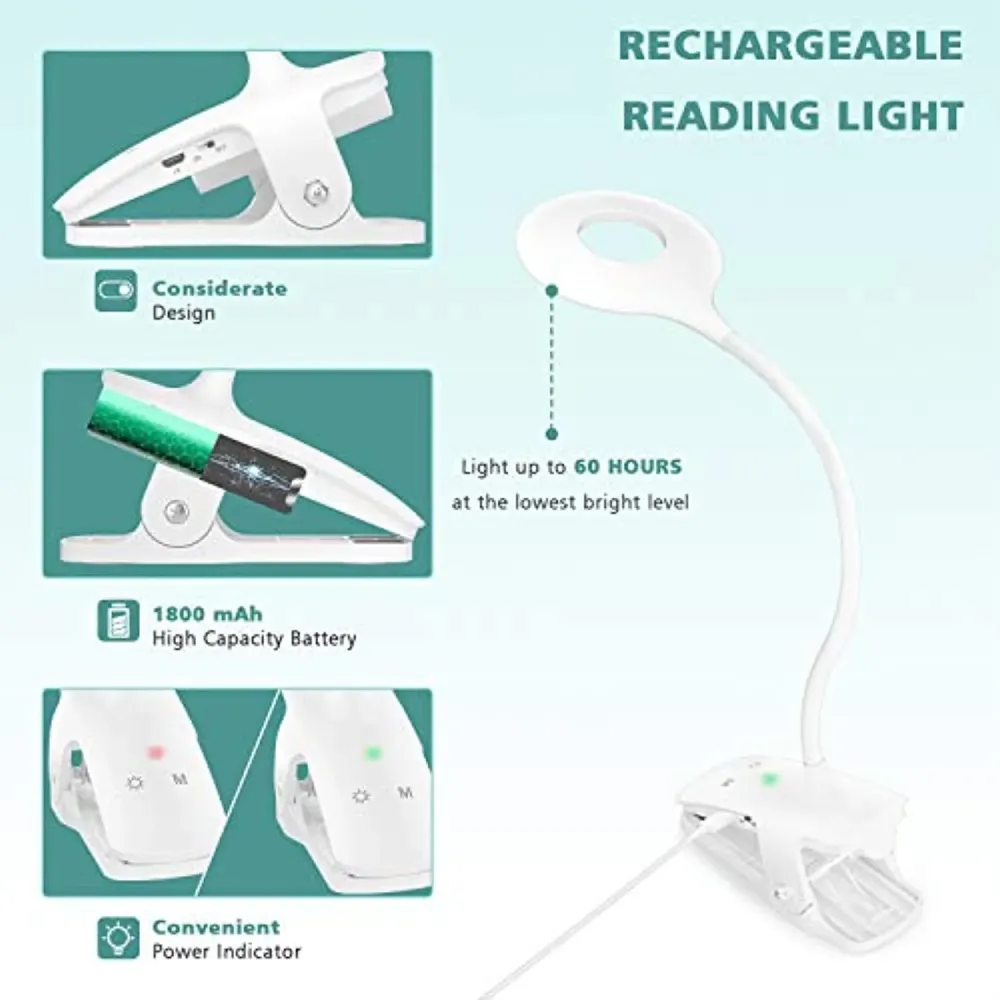 LENCENT Lampada da Lettura 28 LED Blocca Il 99.94% della Luce Blu, 9 Livelli di Luminosità【Bianca et Ambrata】, Lampada Lib...