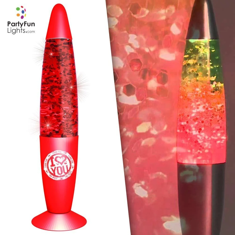Lampada Glitter I LOVE YOU Luce LED 220V 20W Rosso San Valentino