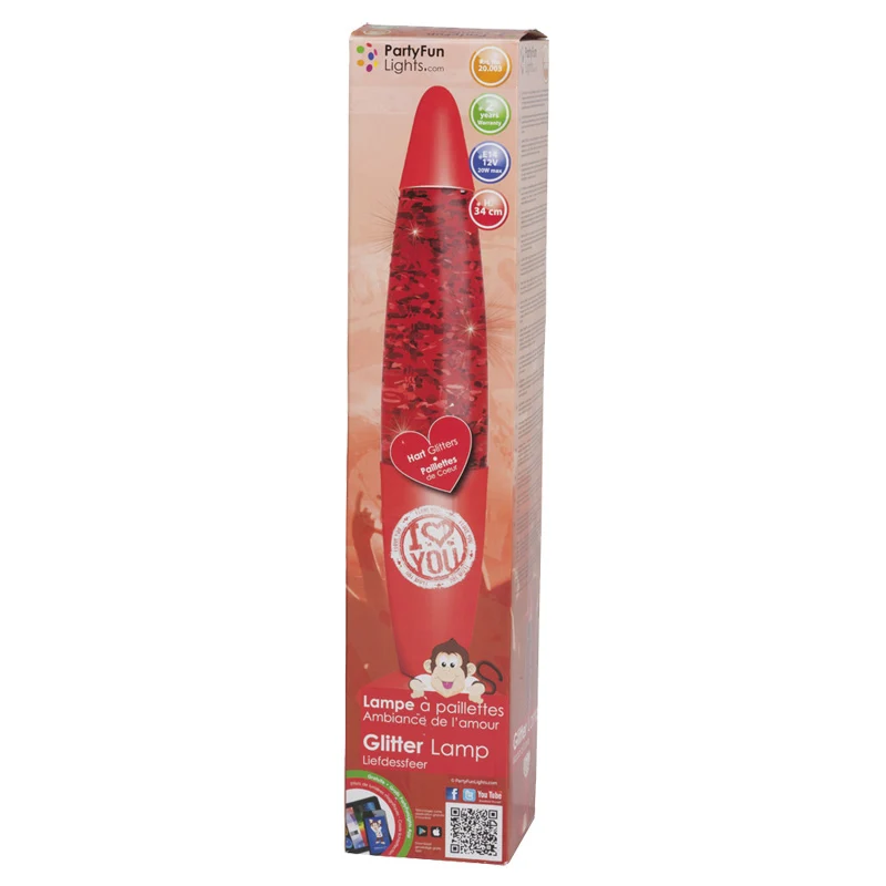 Lampada Glitter I LOVE YOU Luce LED 220V 20W Rosso San Valentino