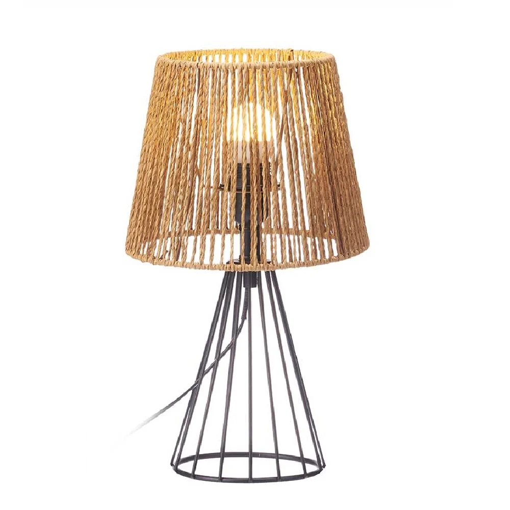 Lampada Metallo e Corda Lume E27 max 40watt 22x22 H 39 cm Design Moderno