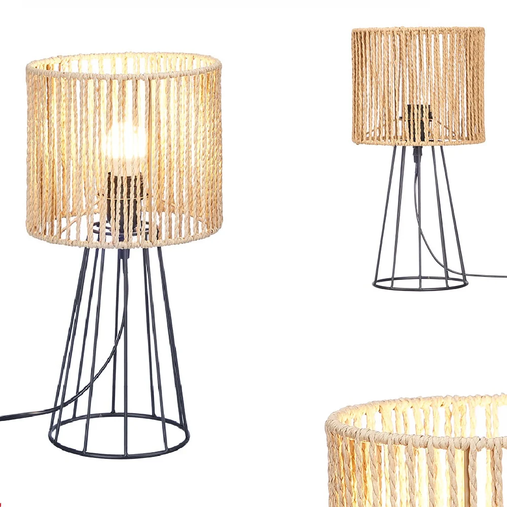 Lampada Metallo e Corda Lume E27 max 40watt 20x17 H 39 cm Design Moderno