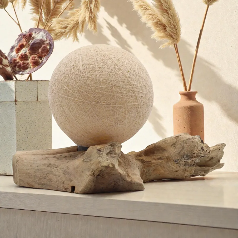 Lampada DriftGlow con paralume cotone crema avvolgente