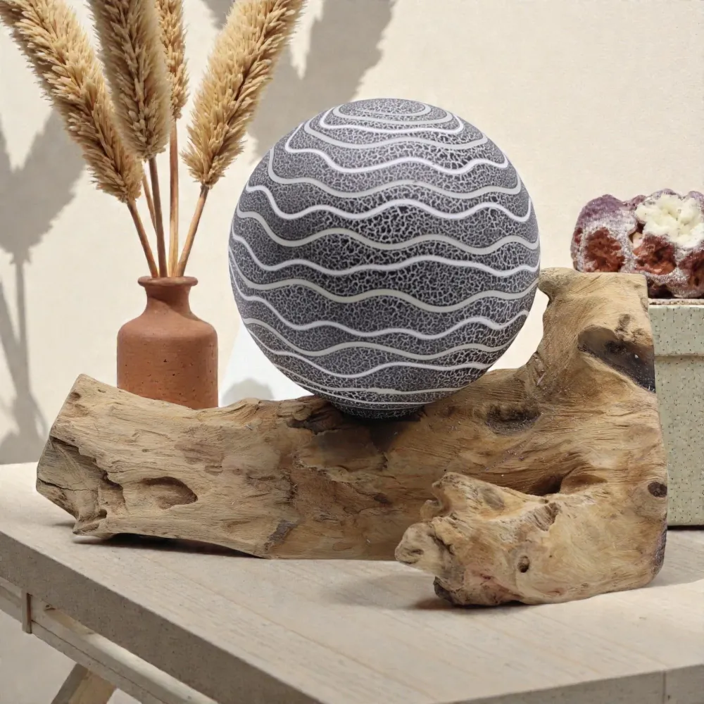 Lampada DriftGlow con paralume grigio Luna