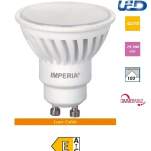 Imperia lampadina led GU10 9W DIMMERABILE 3000k LUCE CALDA 900LM CERAMIC 209295