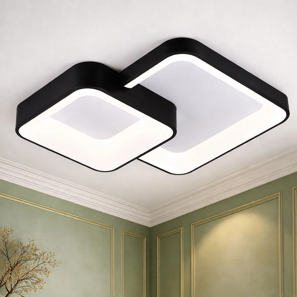 Plafoniera led 58 watt 2 quadratI neri CCT 3 colorazioni 3000k 6500k