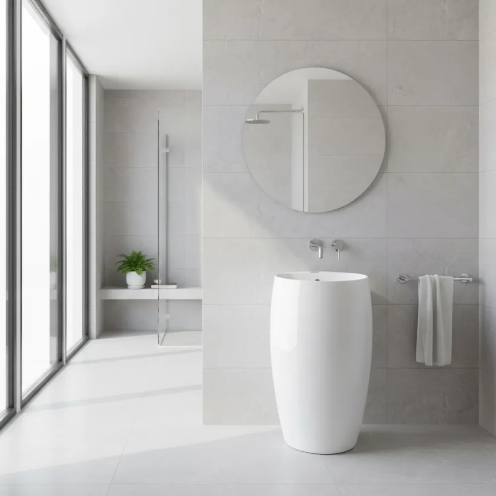Lavabo monoblocco freestanding modello Cloud di Rak Ceramics Bianco Lucido