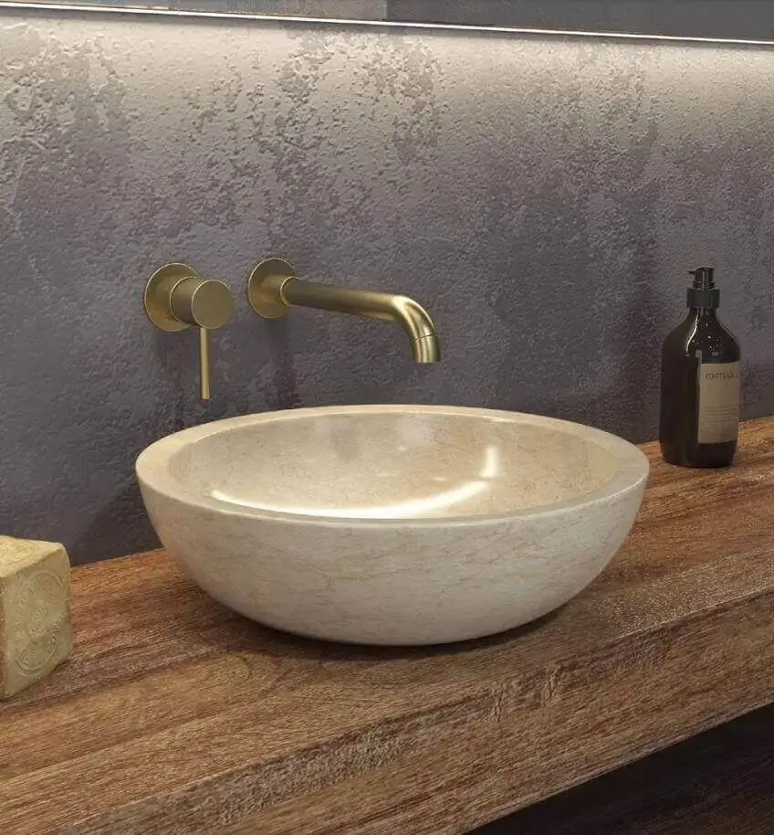 Lavabo Basso Per Bagno Marmo Naturale Color Crema
