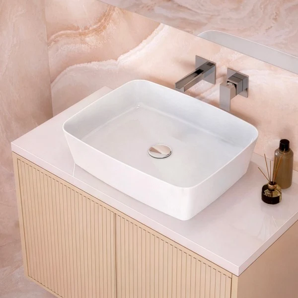 Lavabo da appoggio 49,5X37,5 ceramica bianca BathCore modello Elara 50