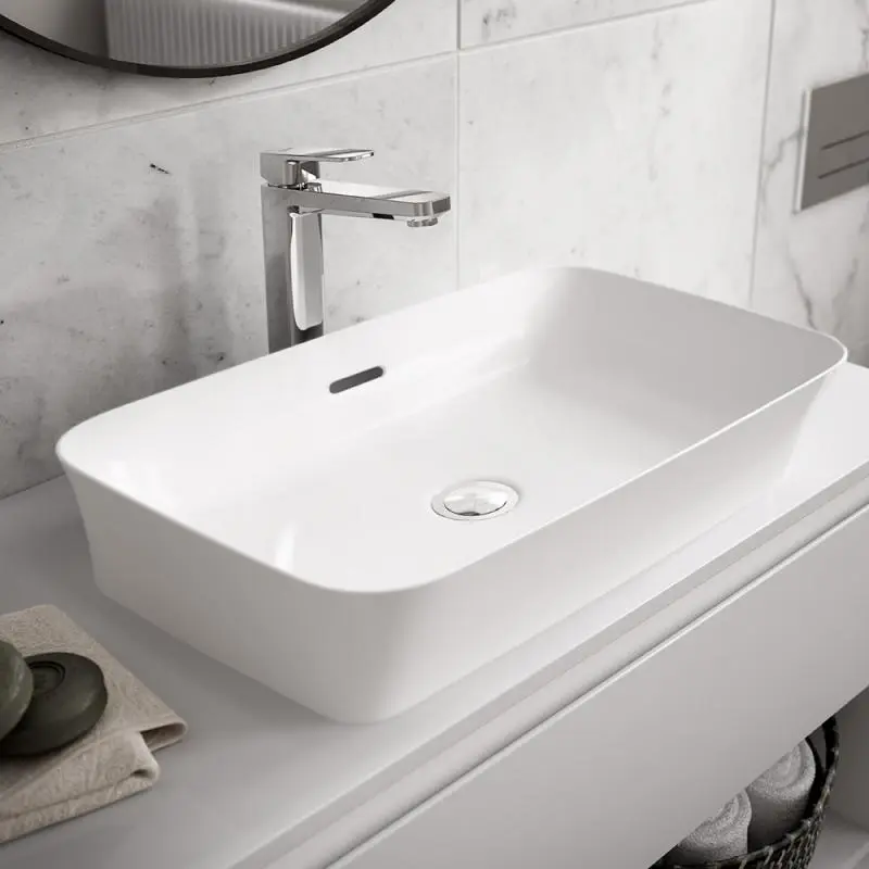 Lavabo da appoggio rettangolare 55x38 cm con foro troppo pieno Ideal Standard Ipalyss E207801