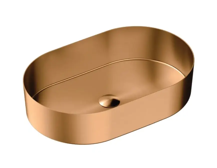 Lavabo Da Appoggio Acciaio Inox 55x35 - Oro Rosa