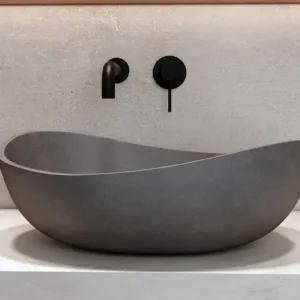KARAG ERIS | Lavabo Da Appoggio Pietra Ricomposta Grigio Cemento