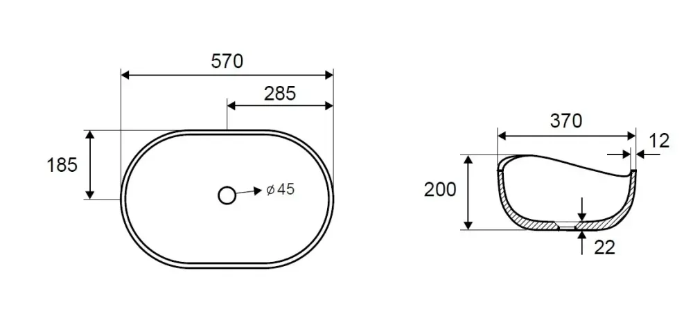 KARAG ERIS | Lavabo Da Appoggio Pietra Ricomposta Grigio Cemento