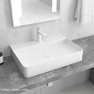 Lavabo Da Appoggio 50x42 Ceramica - Bianco Opaco