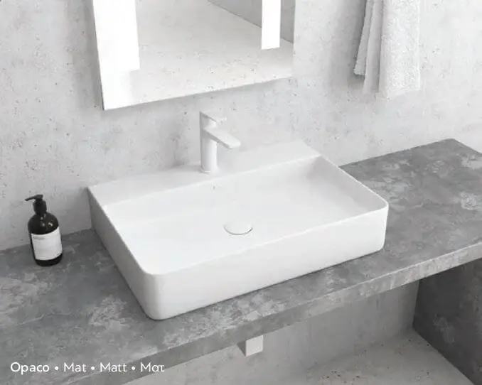 Lavabo Da Appoggio 50x42 Ceramica - Bianco Opaco