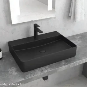 Lavabo Da Appoggio 50x42 Ceramica - Nero Opaco