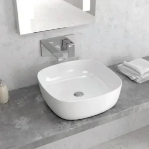 Lavabo Da Appoggio Ceramica Bianca 41x41 WKG2413B