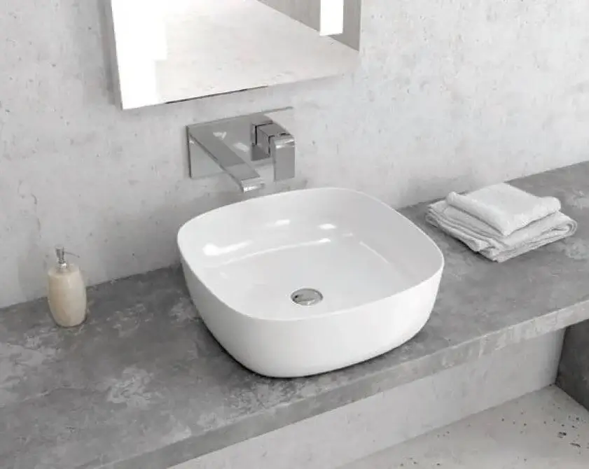 Lavabo Da Appoggio Ceramica Bianca 41x41 WKG2413B