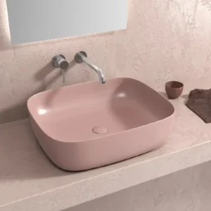 Lavabo Da Appoggio Ceramica Rosa Opaco