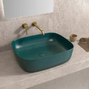 Lavabo Da Appoggio Ceramica Verde Opaco