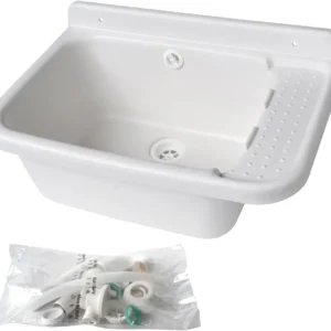 La Ventilazione LAVSG60 Lavello Pilozzo Resina, Bianco, 600 x 420 x 300 mm