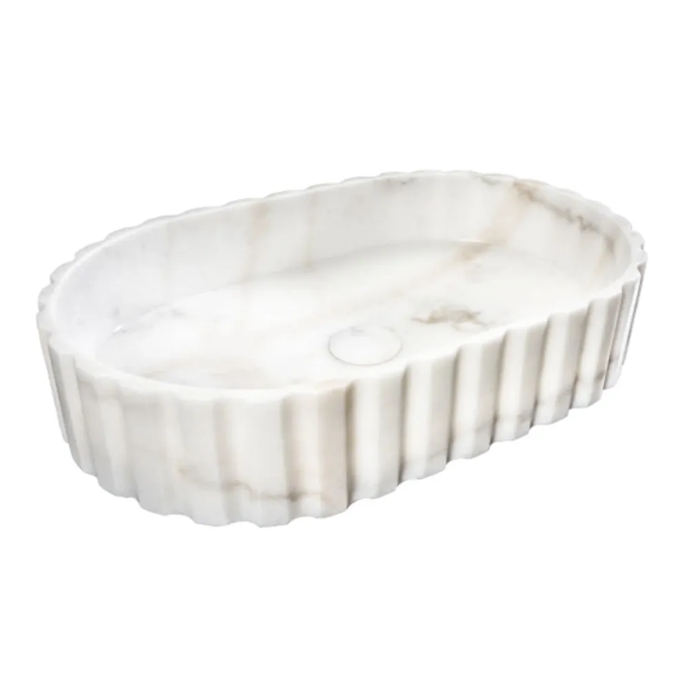 LAVABO MOON WHITE marmo bianco 55x35x12cm - CIPÍ stile luxury per bagni eleganti