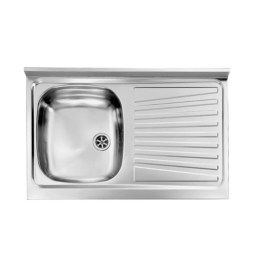 Lavello Inox ad Appoggio 80×50 1 vasca Sinistra e Gocciolatoio