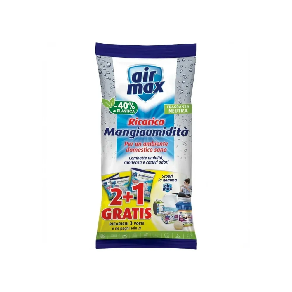 Airmax Sali Ricarica 3x450 g Inodore per Deumidificatore Antiumidità