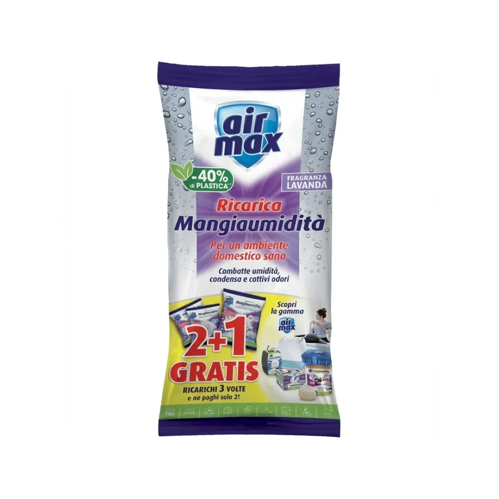 Airmax Sali Ricarica 3x450 g Lavanda Antiumidità Profumata