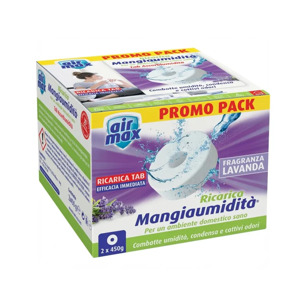 Airmax Tab Ricarica Antiumidità Lavanda 2x450 g Compatibile Universale