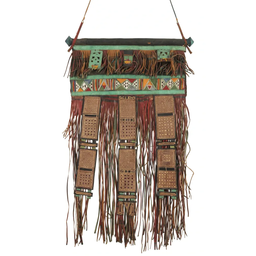 Old African Art Tuareg Pannella di decorazioni per tende pelle Mali Niger Sahara Desert Etnic