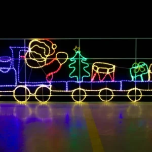 Il Trenino di Babbo Natale - Decorazione con luci LED - 98x300 cm