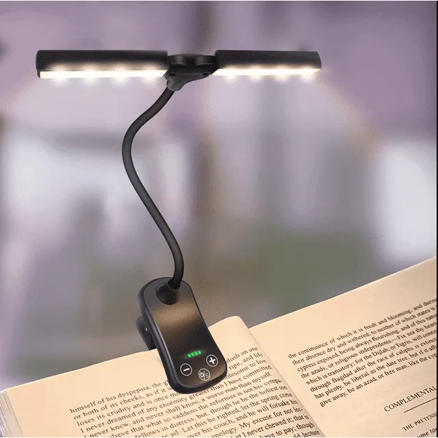 Luce da lettura ricaricabile per leggere letto, 3 colori e 5 livelli di luminosità dimmerabili, luce da lettura mini clip...