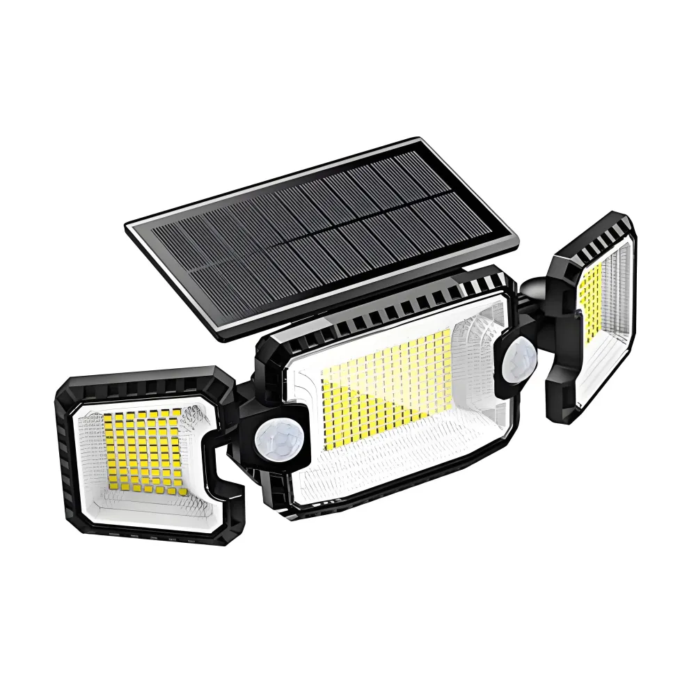 180° Super Larga Angolazione Regolabile 3 Teste Luci di Sicurezza Solari da Esterno IP65 Impermeabile