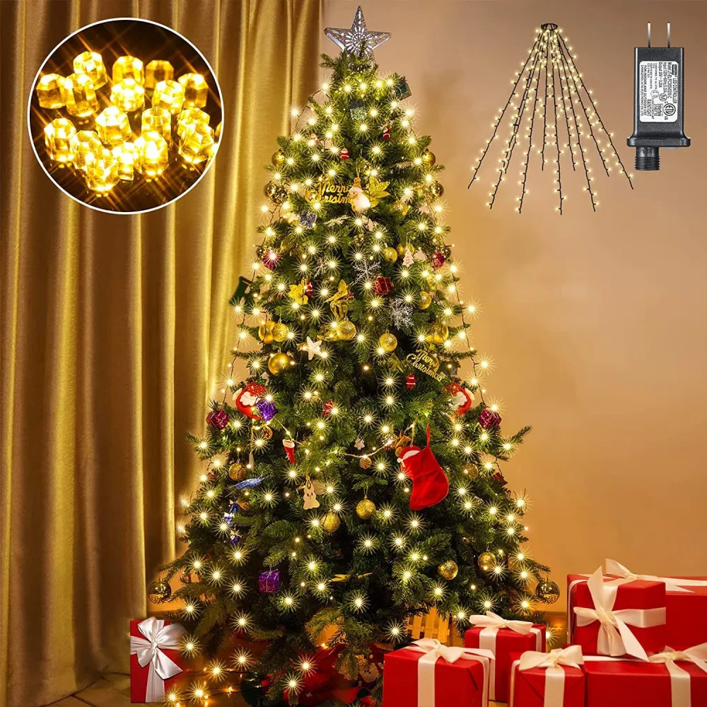 Quntis Luci di Natale da 6,6 piedi – 400 LED, 10 linee, impermeabile IP44, sicuro per bambini e animali domestici, decoraz...