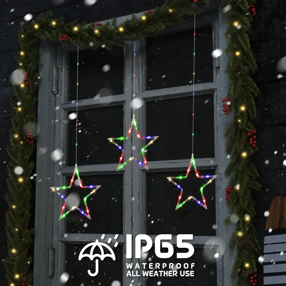 Quntis Luci Decorazione Natalizia 3 Stelle – 45 LED con 8 Modalità di Luce per Decorazione Festiva