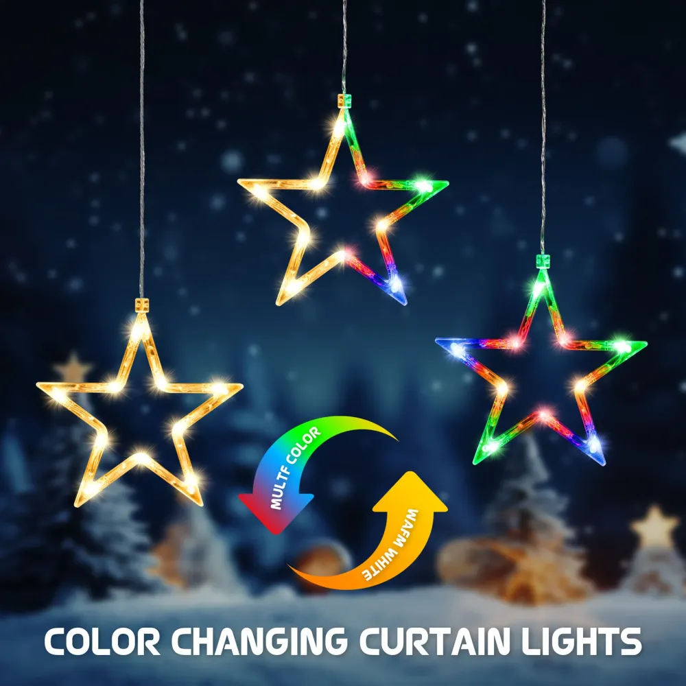 Quntis 3 Stelle Luci Stella – 30 LED Vivaci con 8 Modalità di Illuminazione Incantevoli per Decorazioni Magiche di Natale...