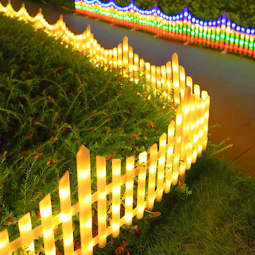 8-Pack Luci LED Solari Forma di Onda per Natale - Recinzione Illuminata per Decorazione Natalizia. Illumina il tuo Natale.